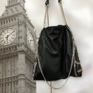 Steve Madden black Faux Leather Hobo Bag w/ Chains